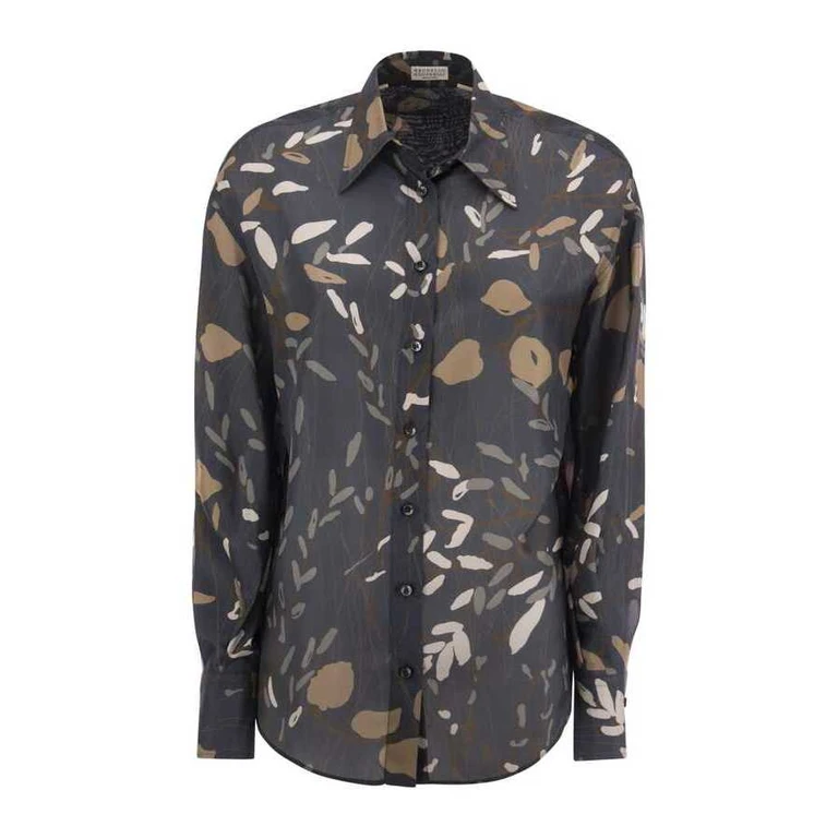 Blue Patterned Button-Up Shirt