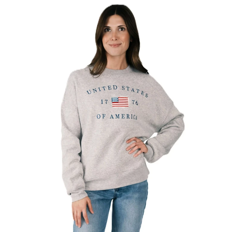 WOMEN'S AMERICANA CREWNECK SWEATSHIRT - GREY XS:- XS, Grey