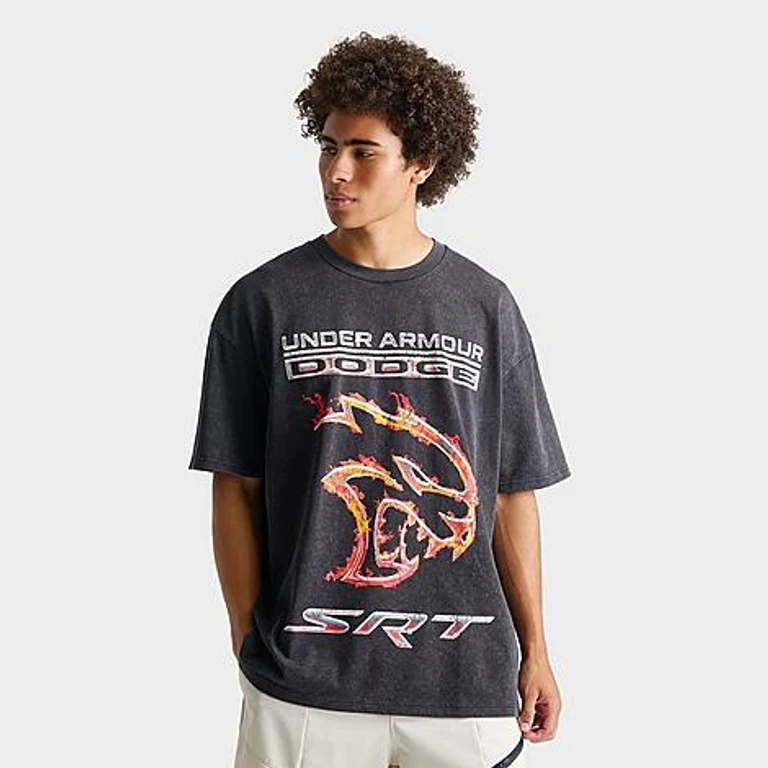 Men's x Dodge SRT Heavyweight Chrome T-Shirt in Black/Silver Reflective Size: Small