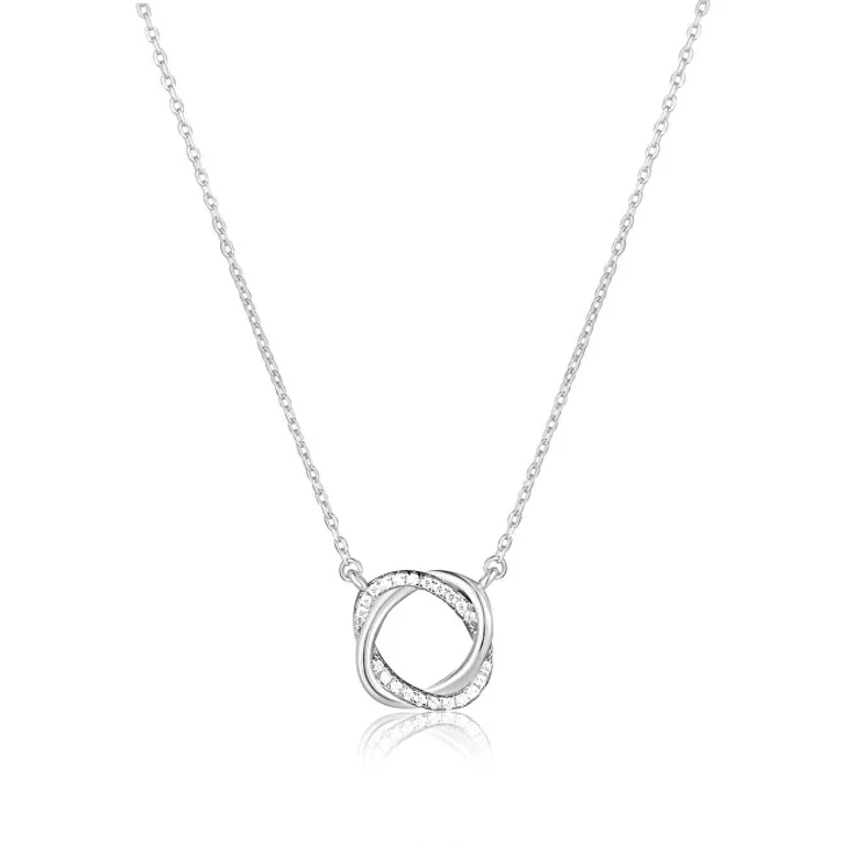 Silver Necklace with Intertwined Circles and Zircons Svln0615Xh2Bi45