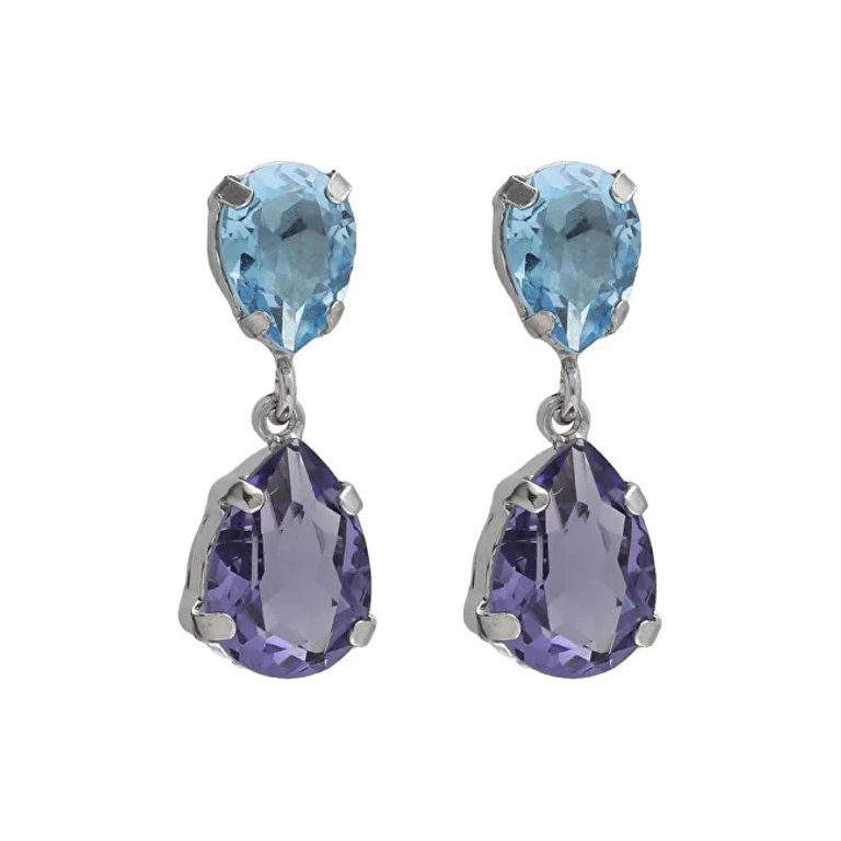 Elegant Drop Earrings with Blue Crystals Glory A4905-12Ht