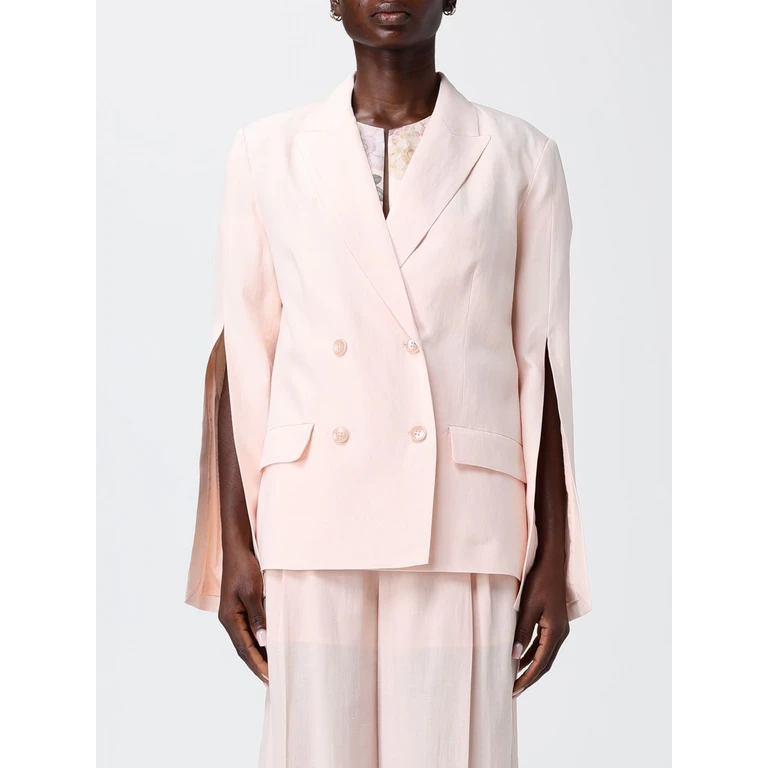 Double Breasted Linen Blend Blazer (261TT255013144)