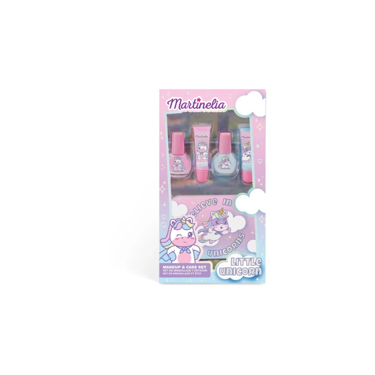 Little Unicorn Makeup & Case set for kids 3+ nail polish 2pcs + lip gloss 2pcs + box