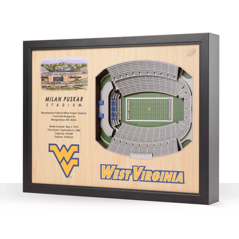 West Virginia Mountaineers 25-Layer Football Stadium View 3D Wall Art