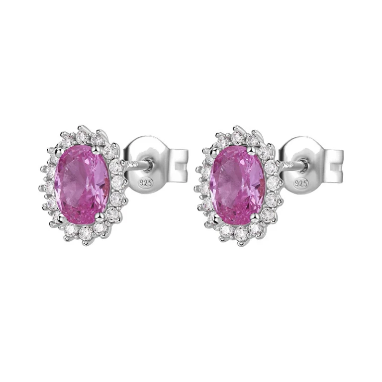 Elegant Silver Earrings Fancy Vibrant Pink Fvp14