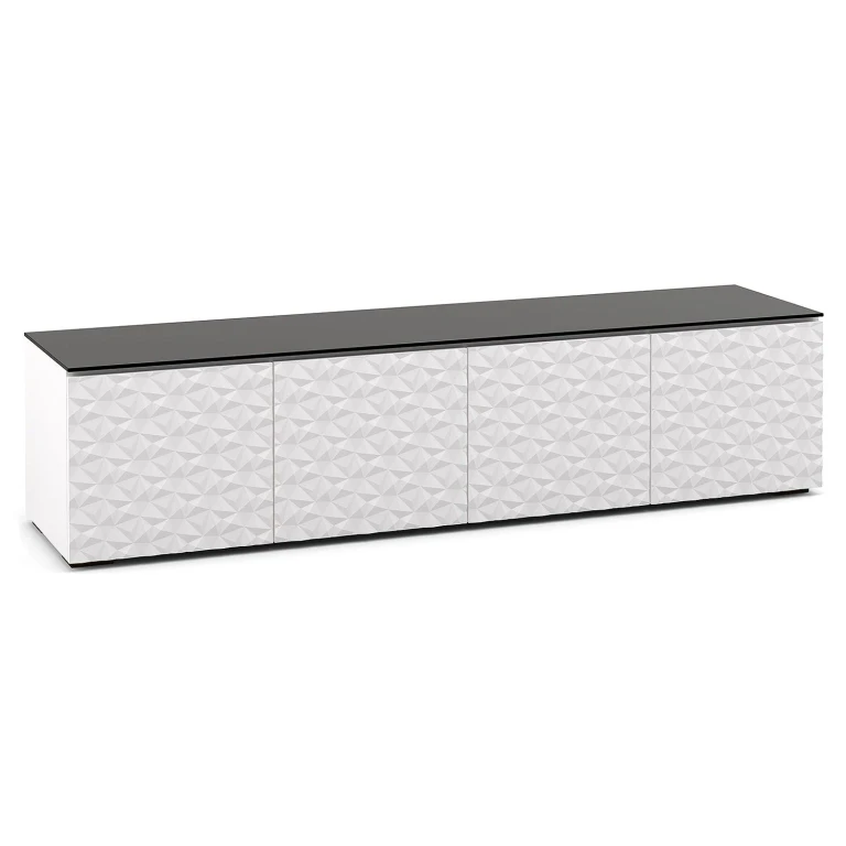 Designs Milan 247 Quad-Width A/V Cabinet (White/Black Glass)