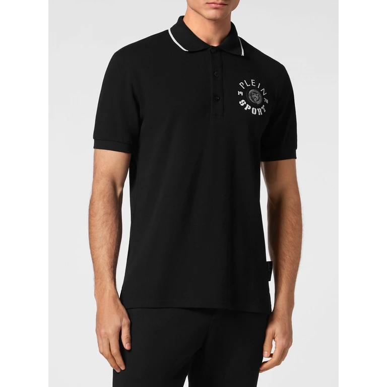 Short-Sleeve Cotton Polo Shirt with Classic Collar and Contrast Logo (PADCMTK7236STE003N0201)