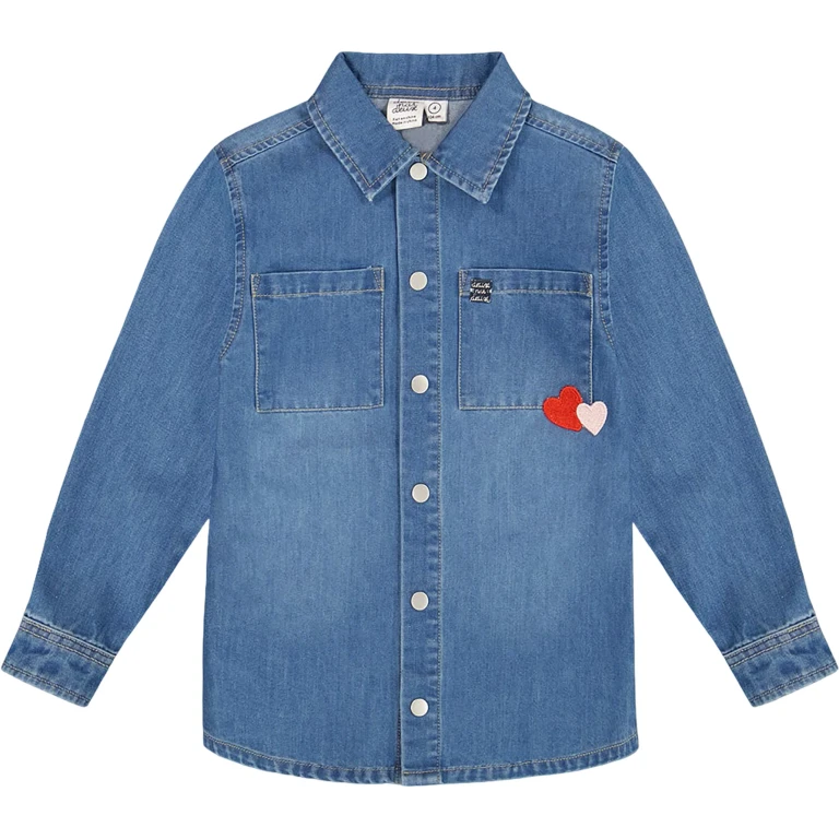 Shirt with Patch Pockets and Apple Patch - Little Girl