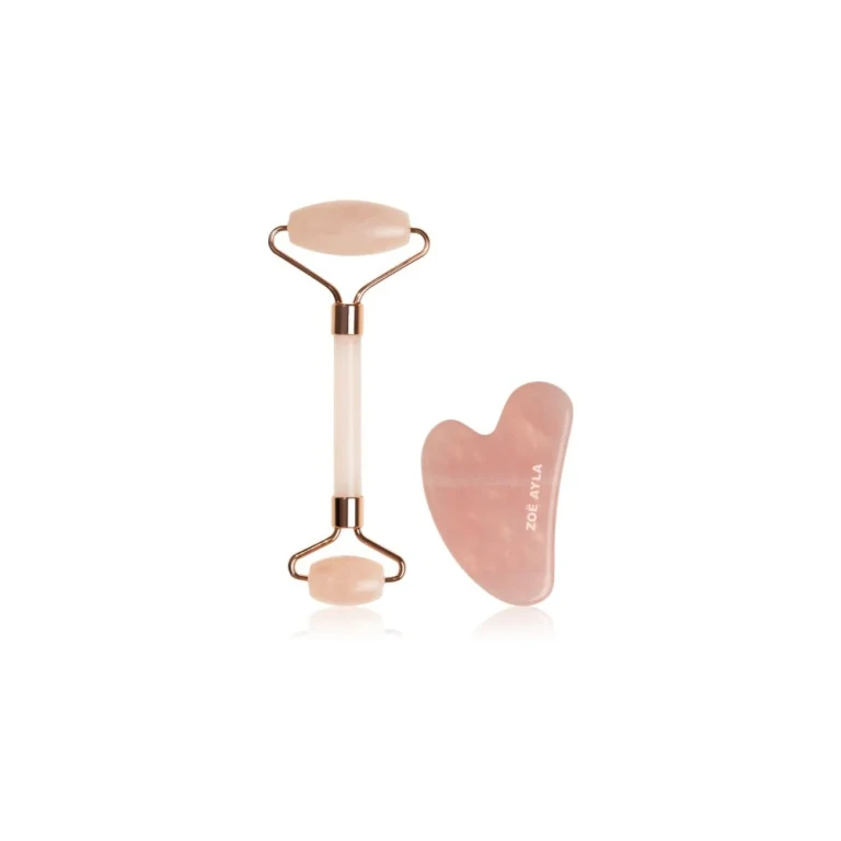 Rose Quartz Roller And Gua Sha 2pcs Facial Gift Box Tool