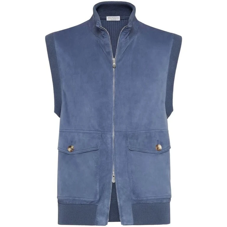 Blue Suede Zip Vest