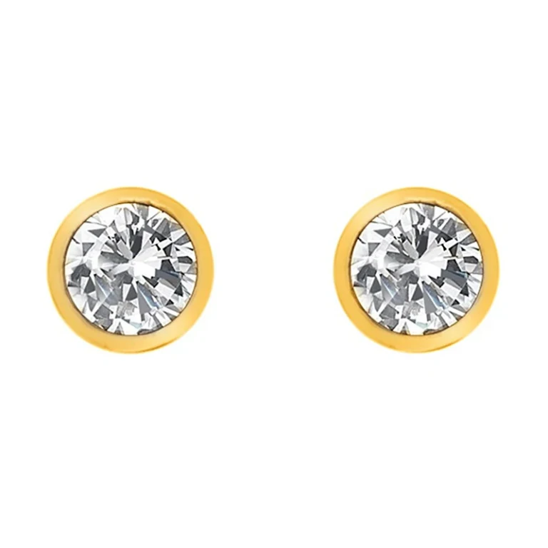 Gold-Plated Earrings with Topaz and Authentic Diamond Gemstone De832