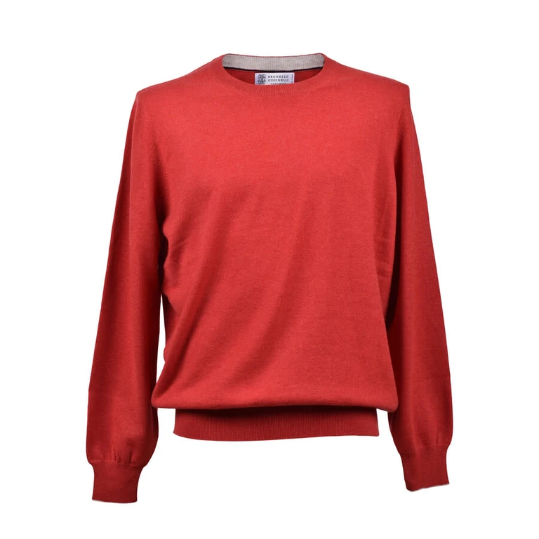 Red Cashmere Crewneck Sweater