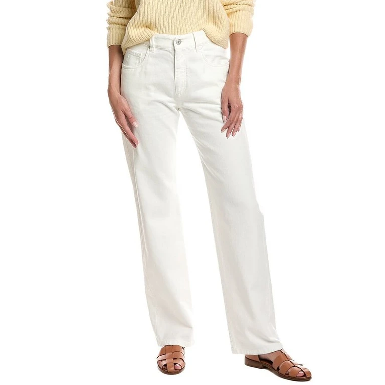 Wooff White Straight Cotton Trousers