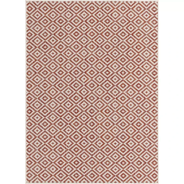 Costa Rica Outdoor Rug:- Rust Red, 5'3' x 8'