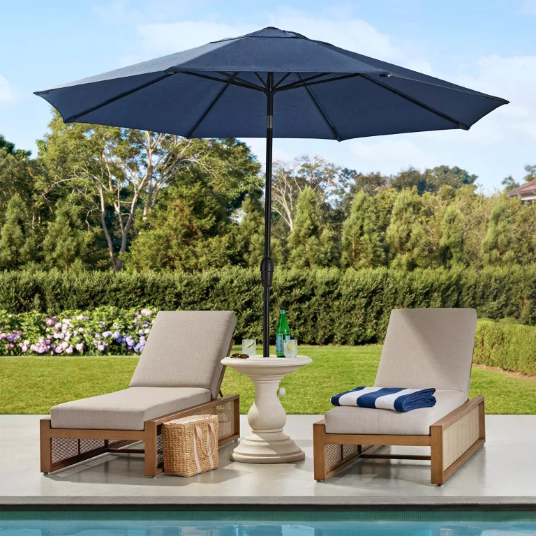 22' Classic Outdoor Patio Bistro Umbrella Table:- Aged White
