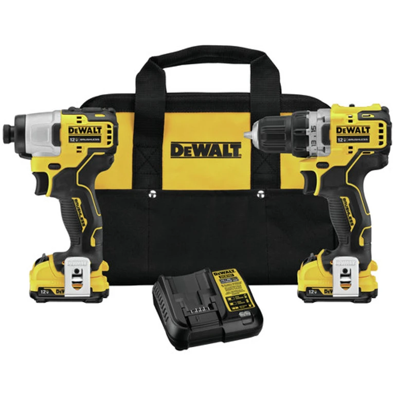 Factory Reconditioned Dewalt 2-Tool Combo Kit - 12V MAX EXTREME Brushless Cordless Drill Driver & Impact Driver Kit with (2) 2Ah Batteries