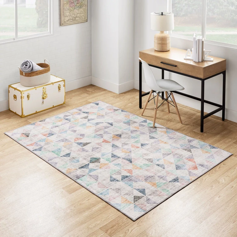 Everwash Washable Teen Area Rug, Pastel Geo 5' x 7':- Pastel Geo, 5' x 7'
