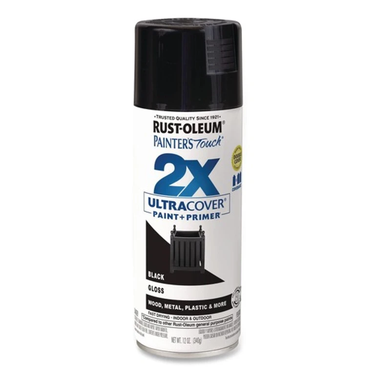 334026 Painters Touch 2X Ultra Cover 12 oz. Aerosol Can Spray Paint - Gloss Black (6/Carton)