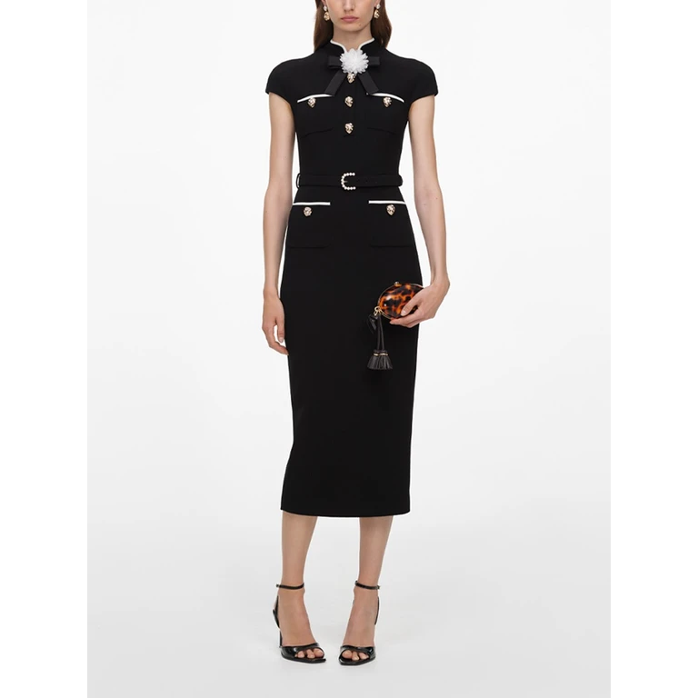 Wool Crepe Midi Dress
