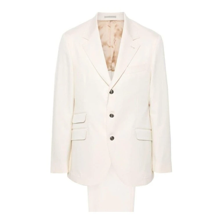 Cream Tailored Suit With Notch Lapel