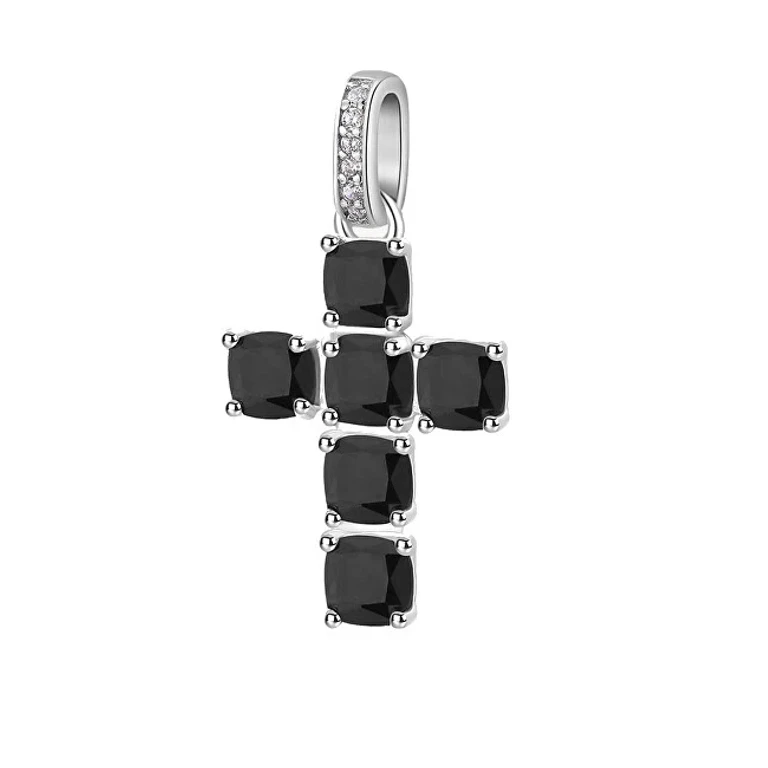 Silver Cross Pendant with Fancy Mystery Black Zircons Fmb120