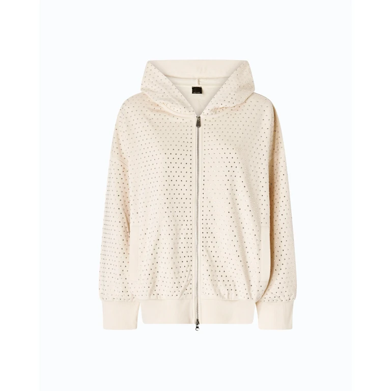 Sweat-shirt zippé à capuche avec strass all-over - XXS