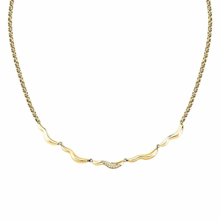 Elegante Gold Plated Necklace With Crystals Design Sayp01