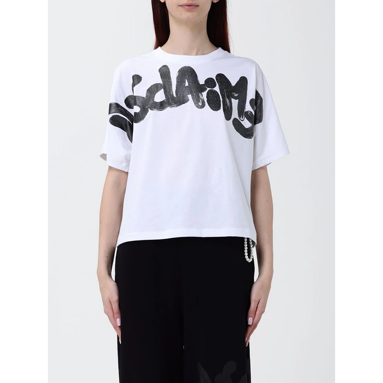 Relaxed Fit Cotton T-Shirt with Printed Logo and Crew Neck (55554BIANCO/ST.NERA)