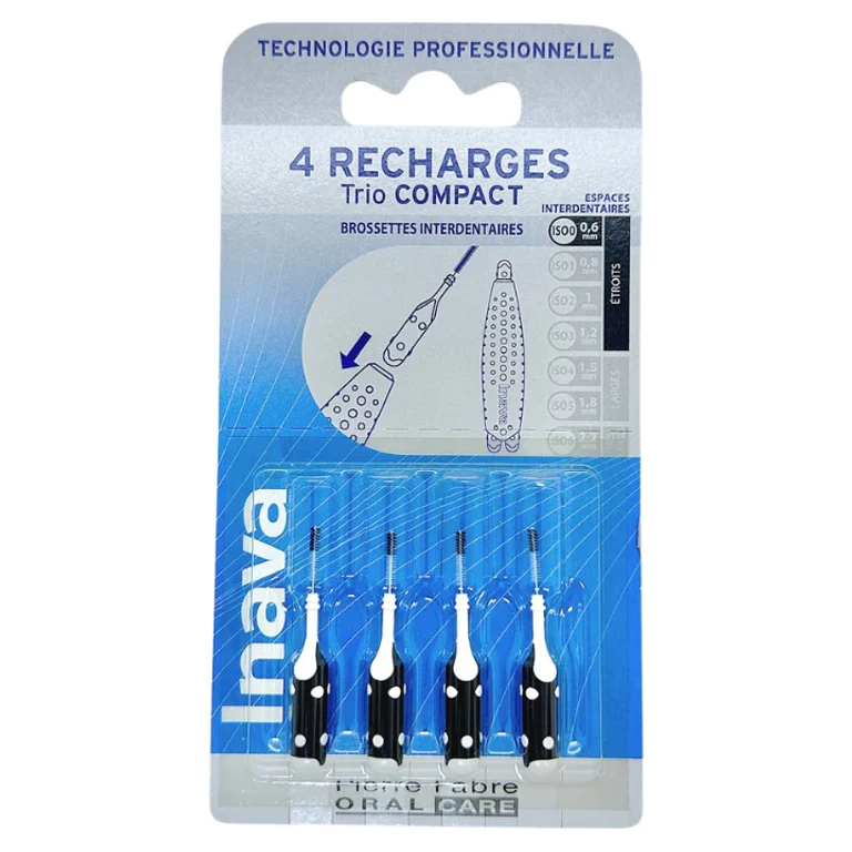 Trio Compact - Interdental Brushes ISO 0 0.6mm Narrow - 4 Black Refills