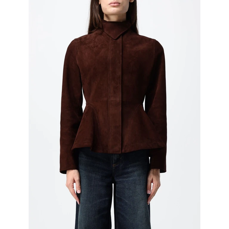 Veste courte en daim couleur cacao