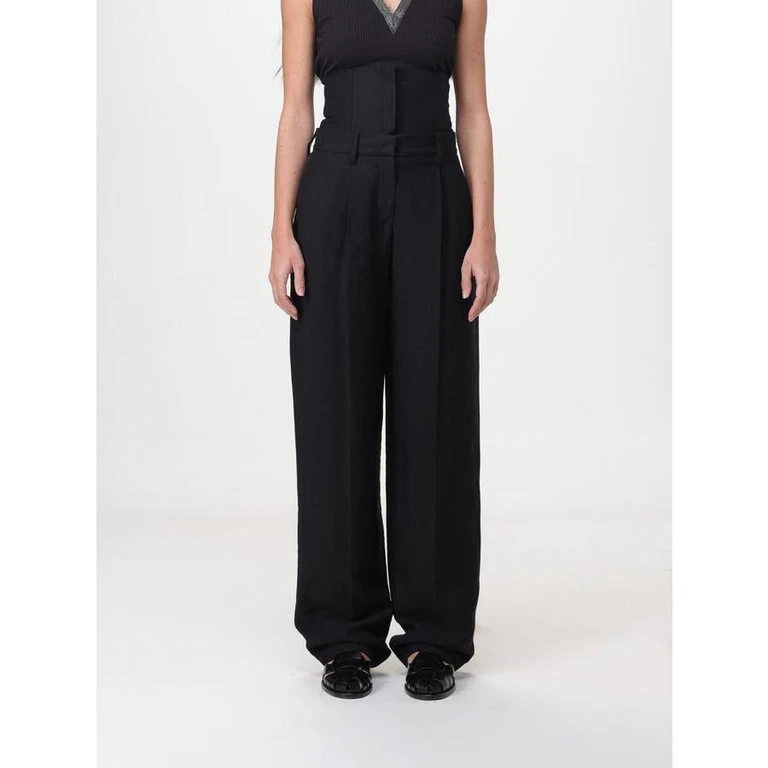 Woblack Linen Blend Wide Leg Trousers