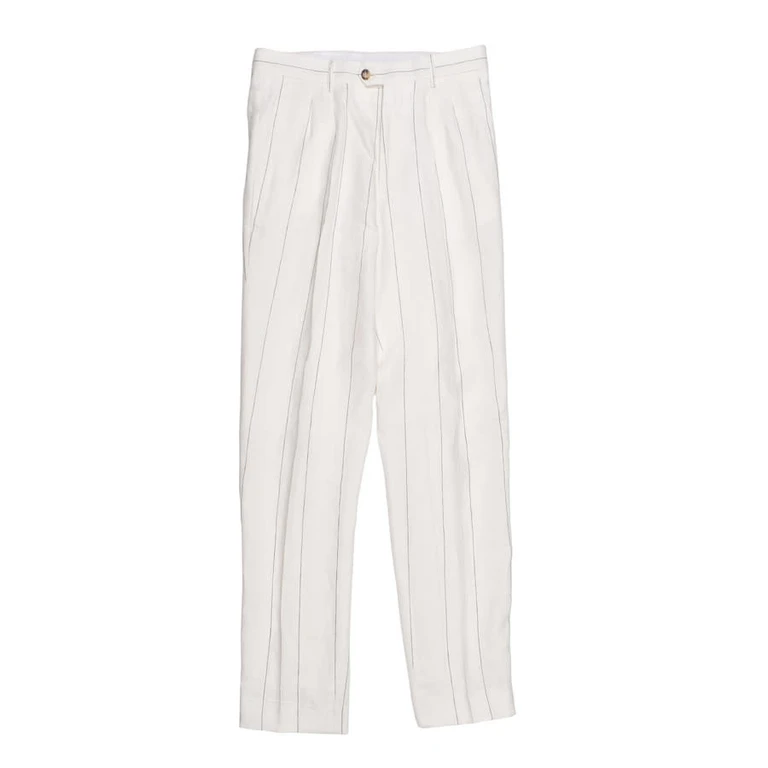 Off-White Linen Striped Trousers