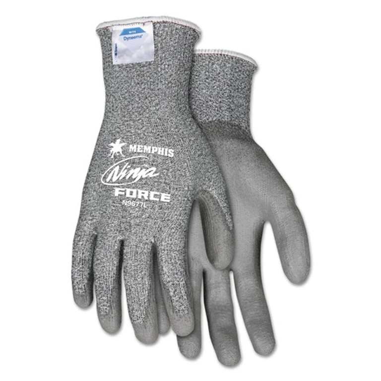 N9677L Ninja Force Polyurethane Coated Gloves - Large, Gray (1-Pair)