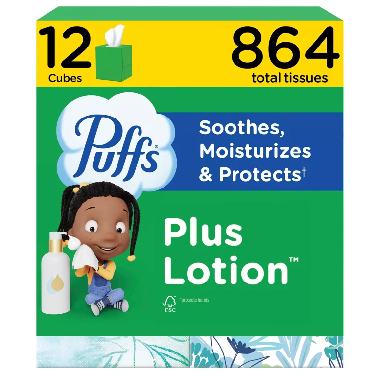 Plus Lotion 2-Ply Facial Tissues 12 Cube Boxes, 72 tissues/box