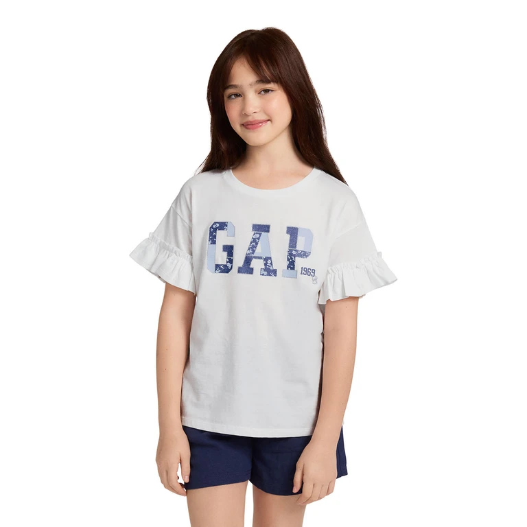 Kids Girls Graphic Tee White XS 4/5:- White, XS 4/5