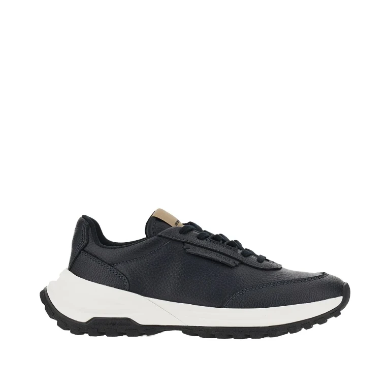 Grained leather sneakers with logo Man 6