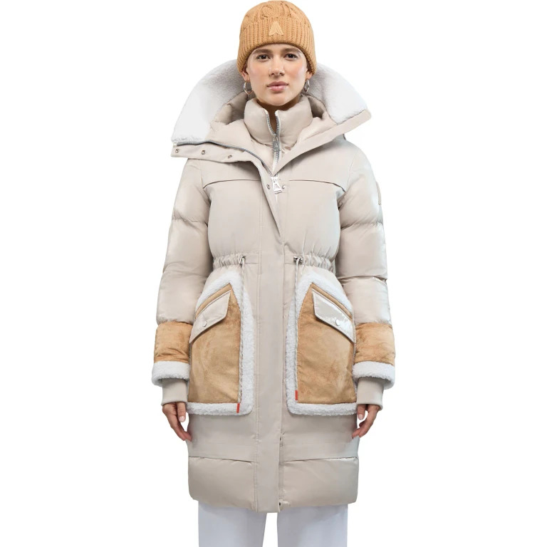 Malet Puffer Parka with Mixed Media Detailing - Women's