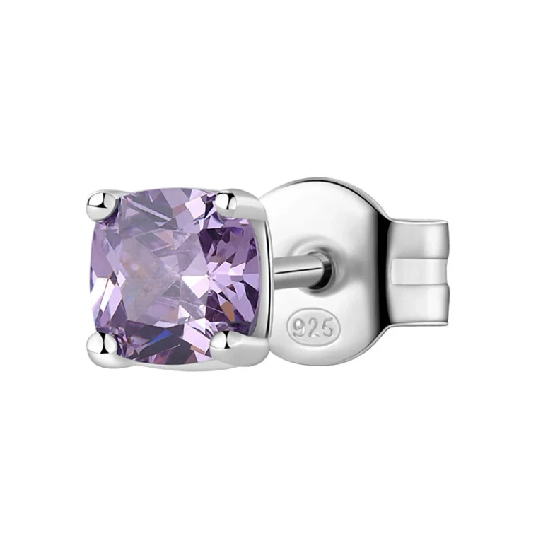 Elegant Single Silver Earrings Fancy Magic Purple FMP07