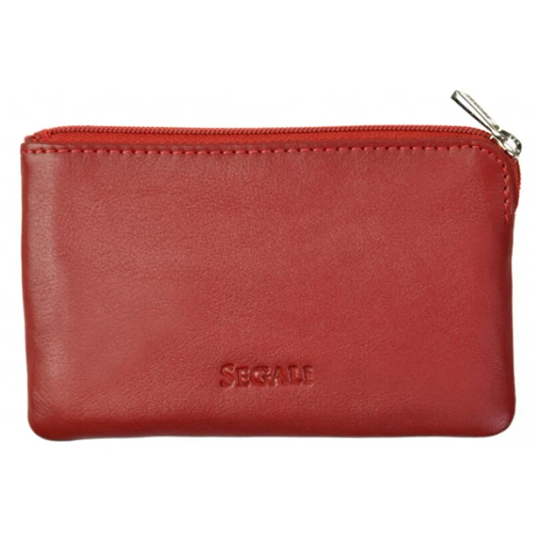 Mini Wallet-Keychain in Red Leather