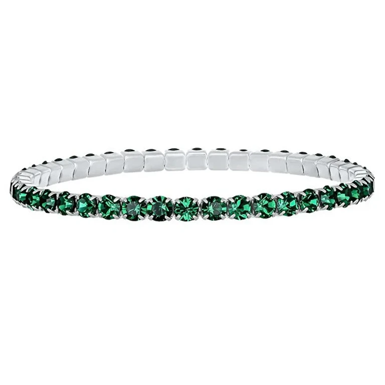 Elastic tennis bracelet with green crystals Aura 22270.EME.E