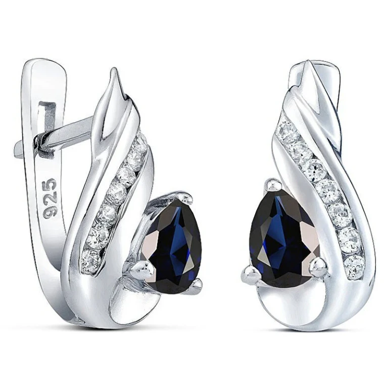 Silver Earrings with Synthetic Sapphire Valeria Qre04S