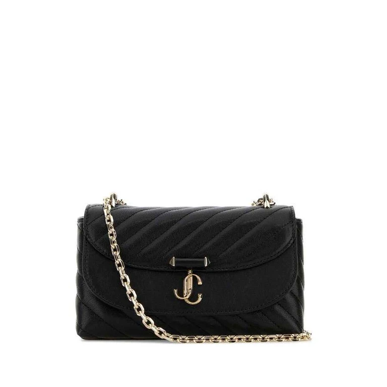 Black Leather Curve Shoulder Bag Blackshinygold Clutch