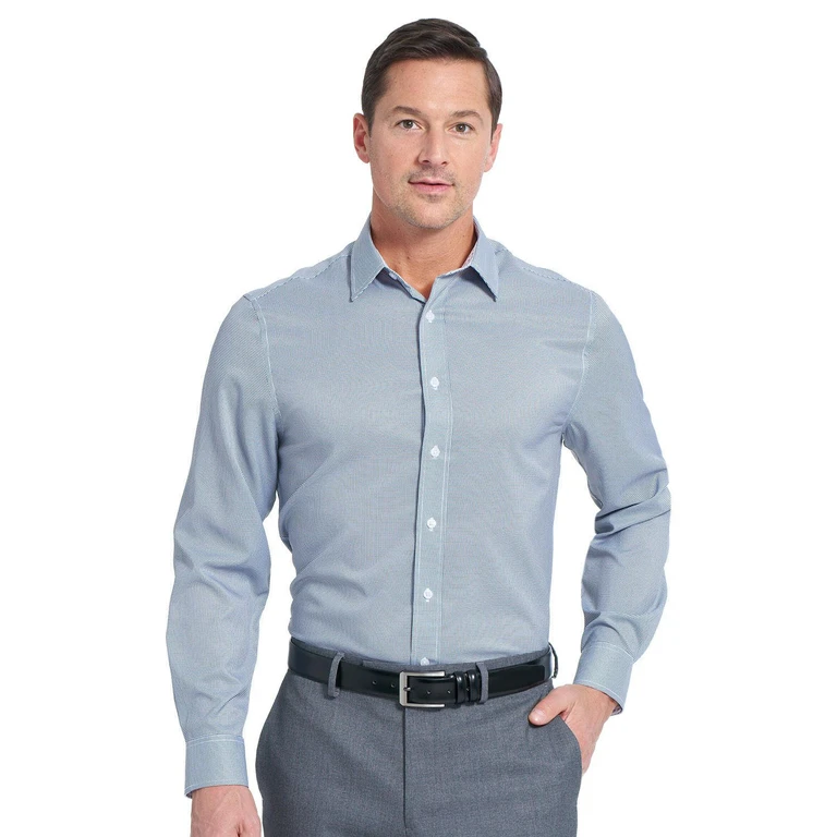 Men's Modern Fit Traveler Dress Shirt - Grey 14.5-15 32/33:- Grey, 14.5-15 32/33