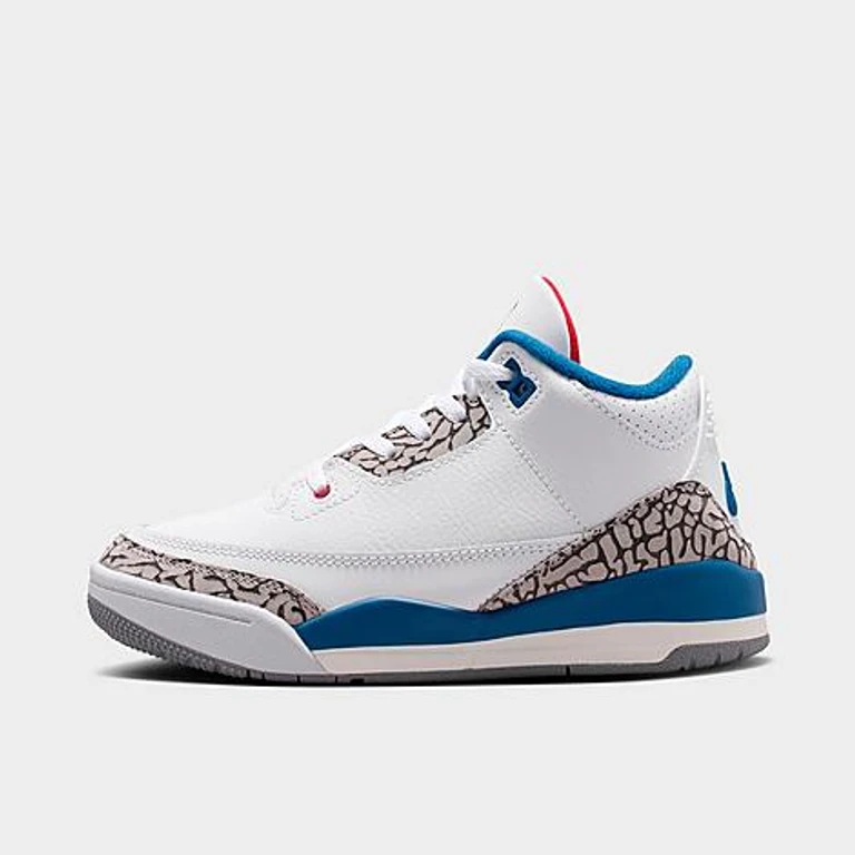 Jordan Little Kids Air Retro 3 Basketball Shoes in White/Varsity Red/True Blue Size: 1.0