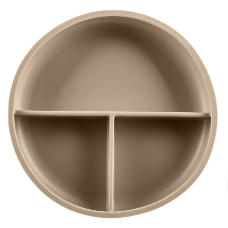 Silicone Divided Plate Divided with Suction Cup Sand Beige