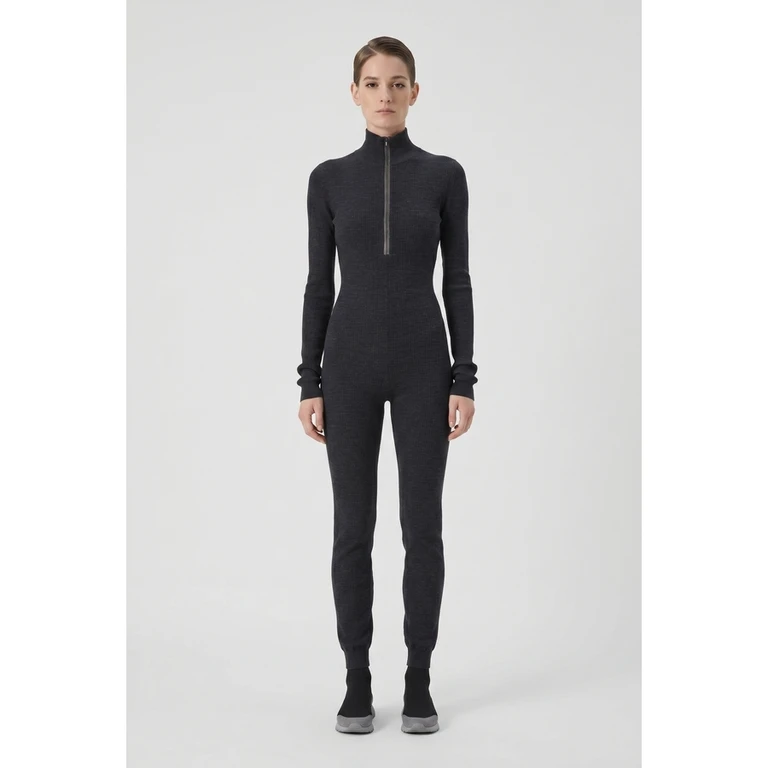 Wodark Grey Wool Knit Jumpsuit