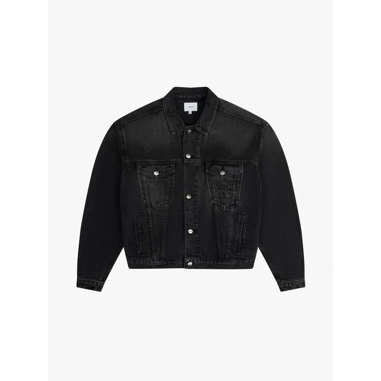 Women'S Black Oversized Denim Trucker Jacket