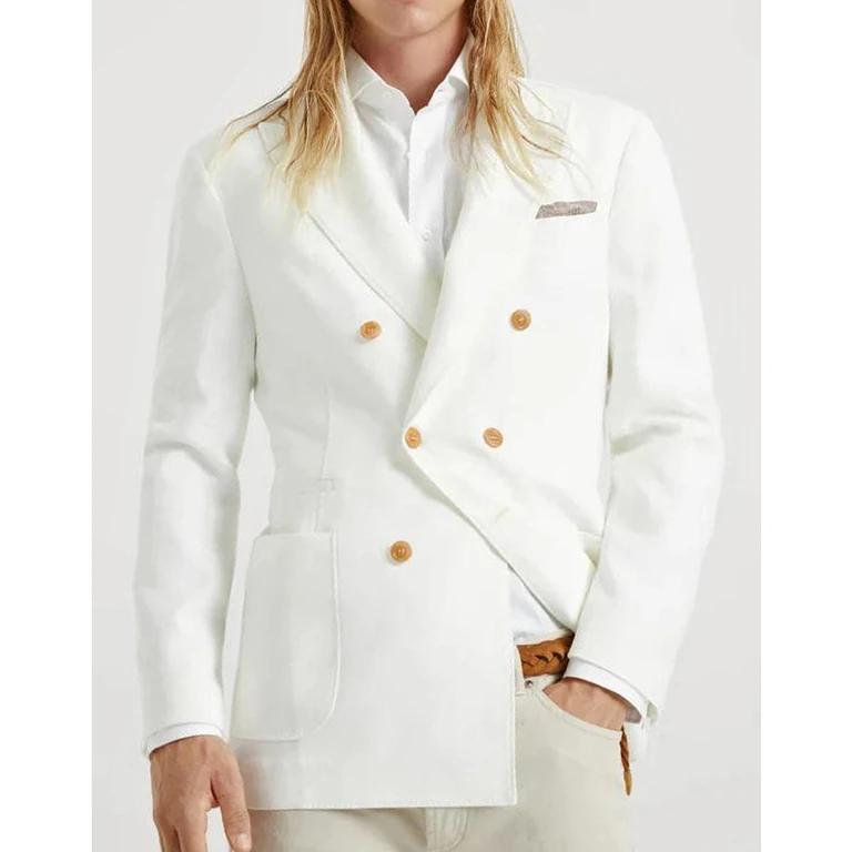 White Linen Deconstructed Blazer