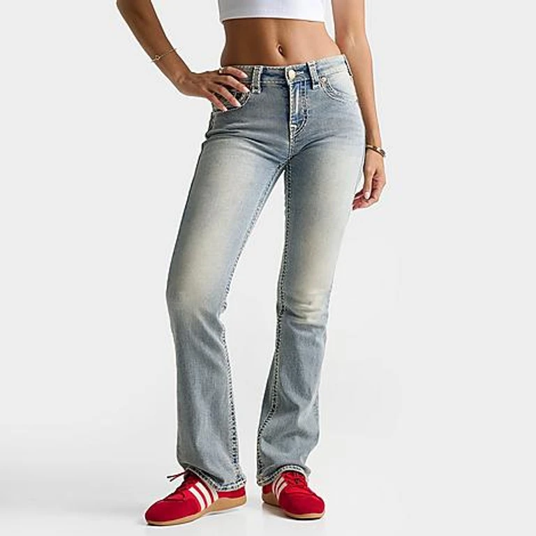 True Religion Women's Becca Tiger Super T Flap Mid-Rise Bootcut Jeans in Faded Heat Size: 24