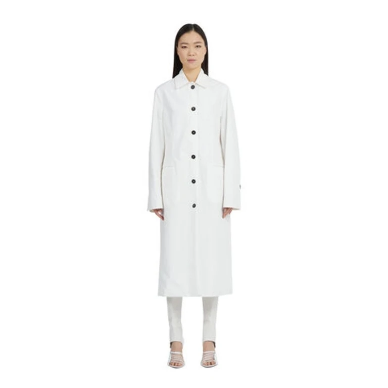 Womens Bright White Single-Breasted Dust Coat